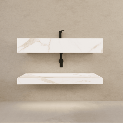 32" Hotel Style Floating Vanity – Marble-Look Stone