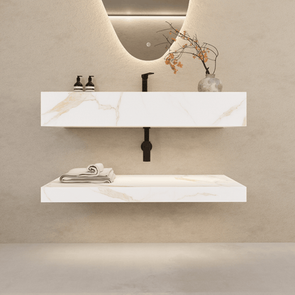 32" Hotel Style Floating Vanity – Marble-Look Stone