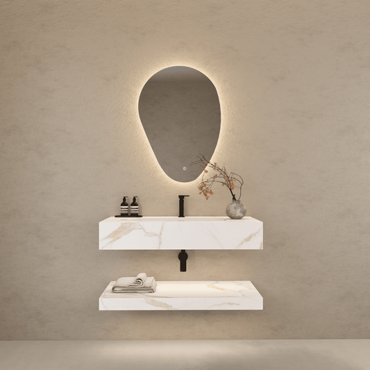 32" Hotel Style Floating Vanity – Marble-Look Stone