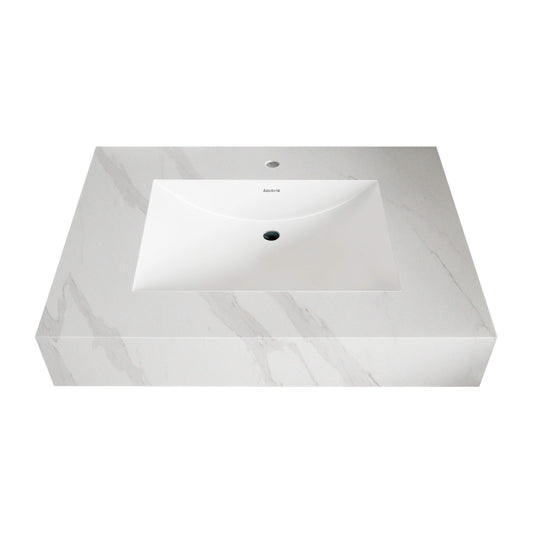 32"-71" Seamless Sintered Stone Vanity Top with Integrated Basin