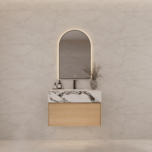 32"/ 36"/40"Nature Oak Single Sink Floating Bathroom Vanity with Sintered Stone Top