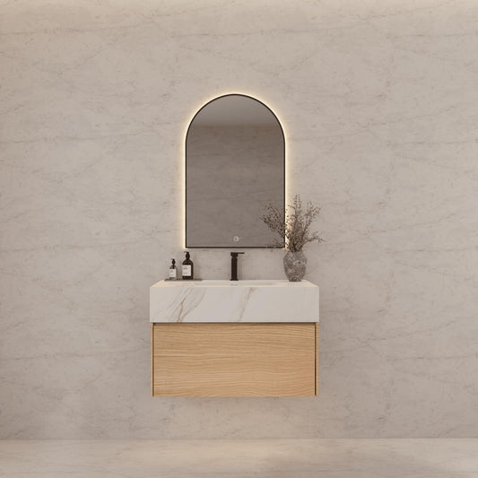 32"/ 36"/40"Nature Oak Single Sink Floating Bathroom Vanity with Sintered Stone Top