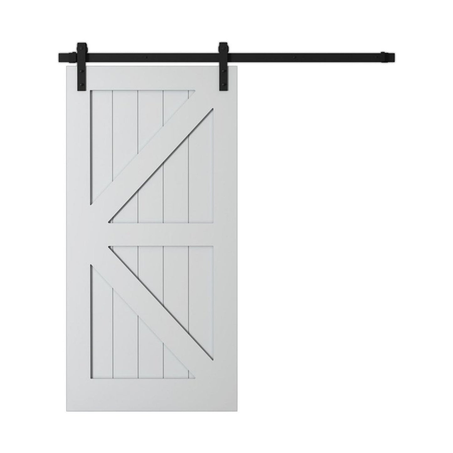 F&D 2 Panel White Solid Core Primed Barn Door (K-Style) (BD-002)