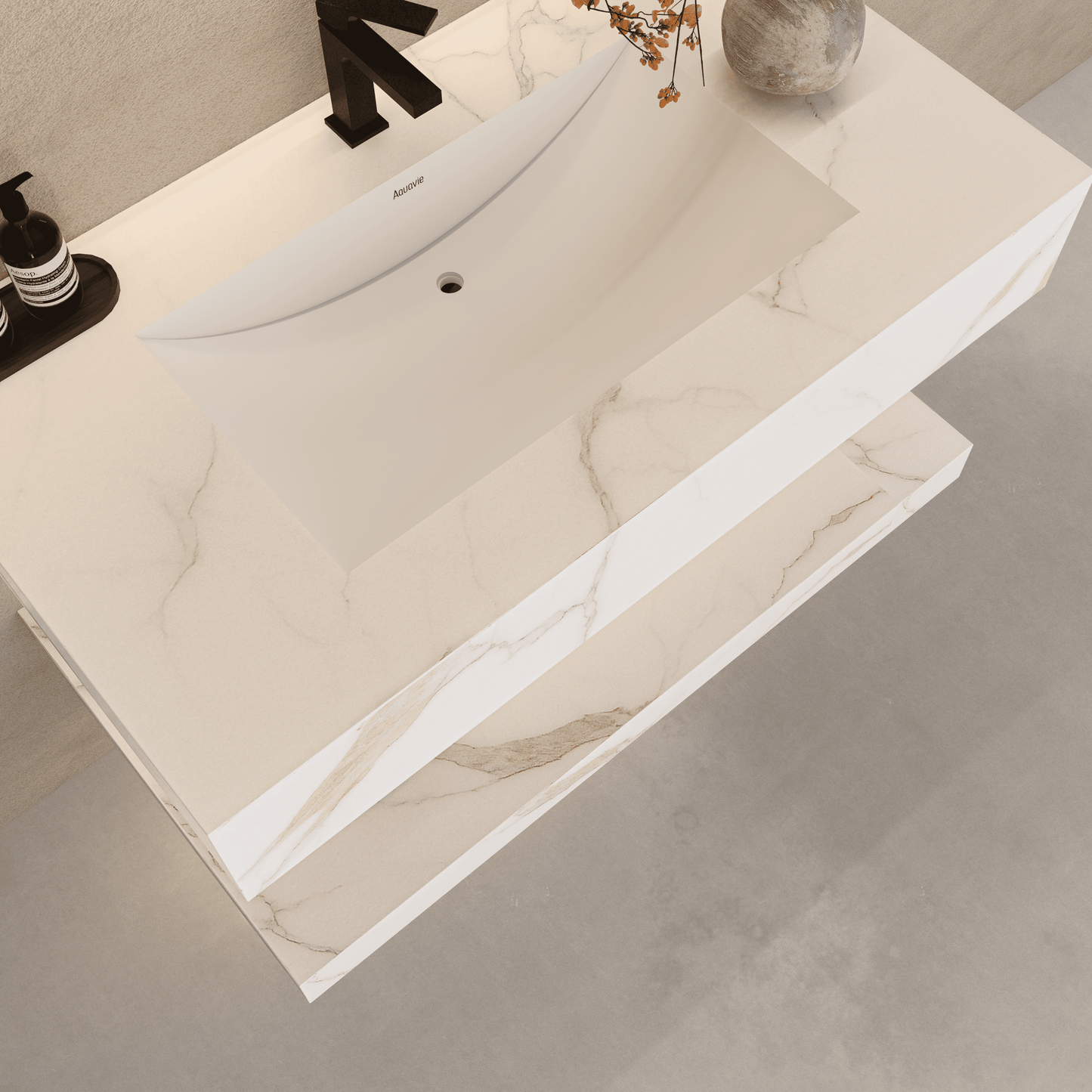 40", 48", 60" Hotel Style  Calacatta Gold Seamless Stone Vanity