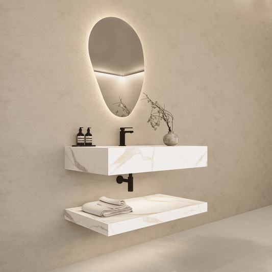 40", 48", 60" Hotel Style  Calacatta Gold Seamless Stone Vanity
