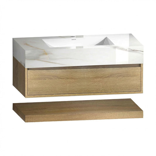 40" Light Oak Hotel-Style Floating Bathroom Vanity (Cabinet Only)