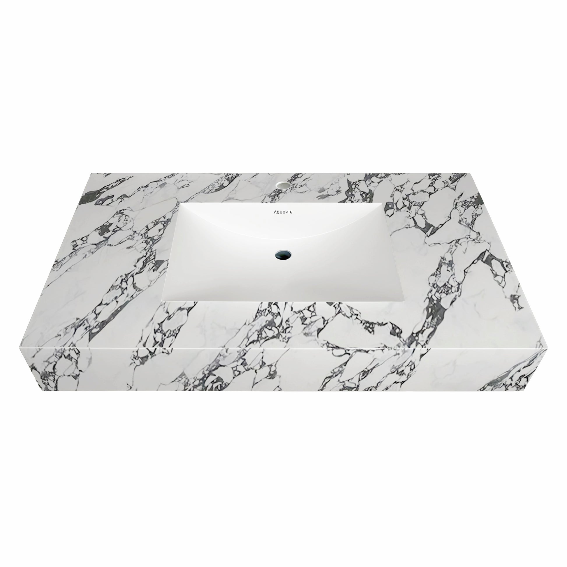 32"-60" Seamless Sintered Stone Vanity Top with Integrated Basin – Calacatta Black
