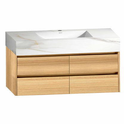 48 Inch Sintered Stone Top With Double Drawer Floating Bathroom Vanity