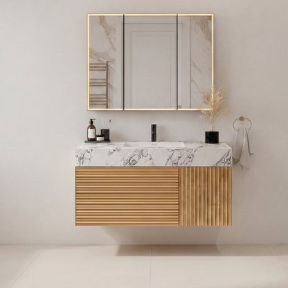 48" Oak Engineered Wood Floating Bathroom Vanity