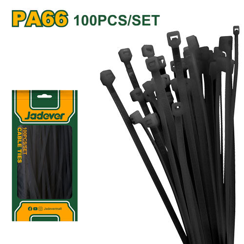 4" Nylon Cable Ties Black (100-Pack) (JDTEB510025)