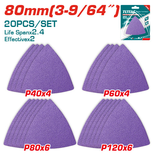 3-1/8"X20PCS Alumina Zirconia Oscillating Sandpaper Assorted (TAC78080202)