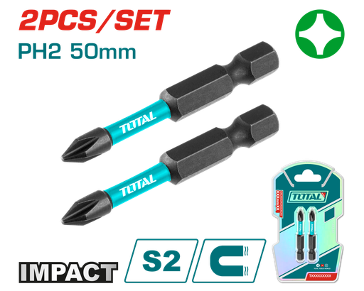 2PCS PH2X2" Impact screwdriver bit set (TACIM71PH250)