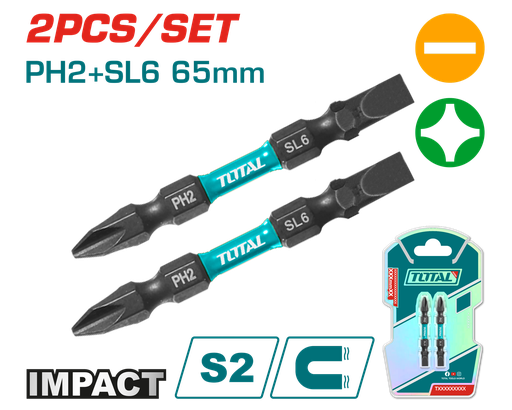2PCS PH2+SL6 X 2-1/2" Impact screwdriver bits set (TACIM72HL665)