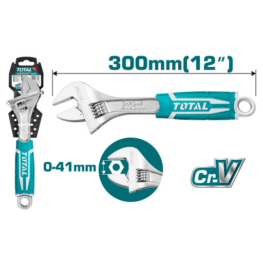 12" Adjustable wrench with rubber handle (THT101126)