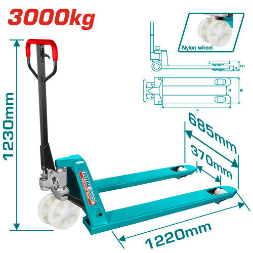 3Ton 27"X48" Hand pallet truck W/Nylon wheels (THT302301)