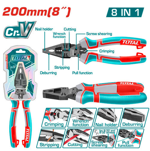 8" 8-in-1 Multi-function Combination plier (THTMF186)