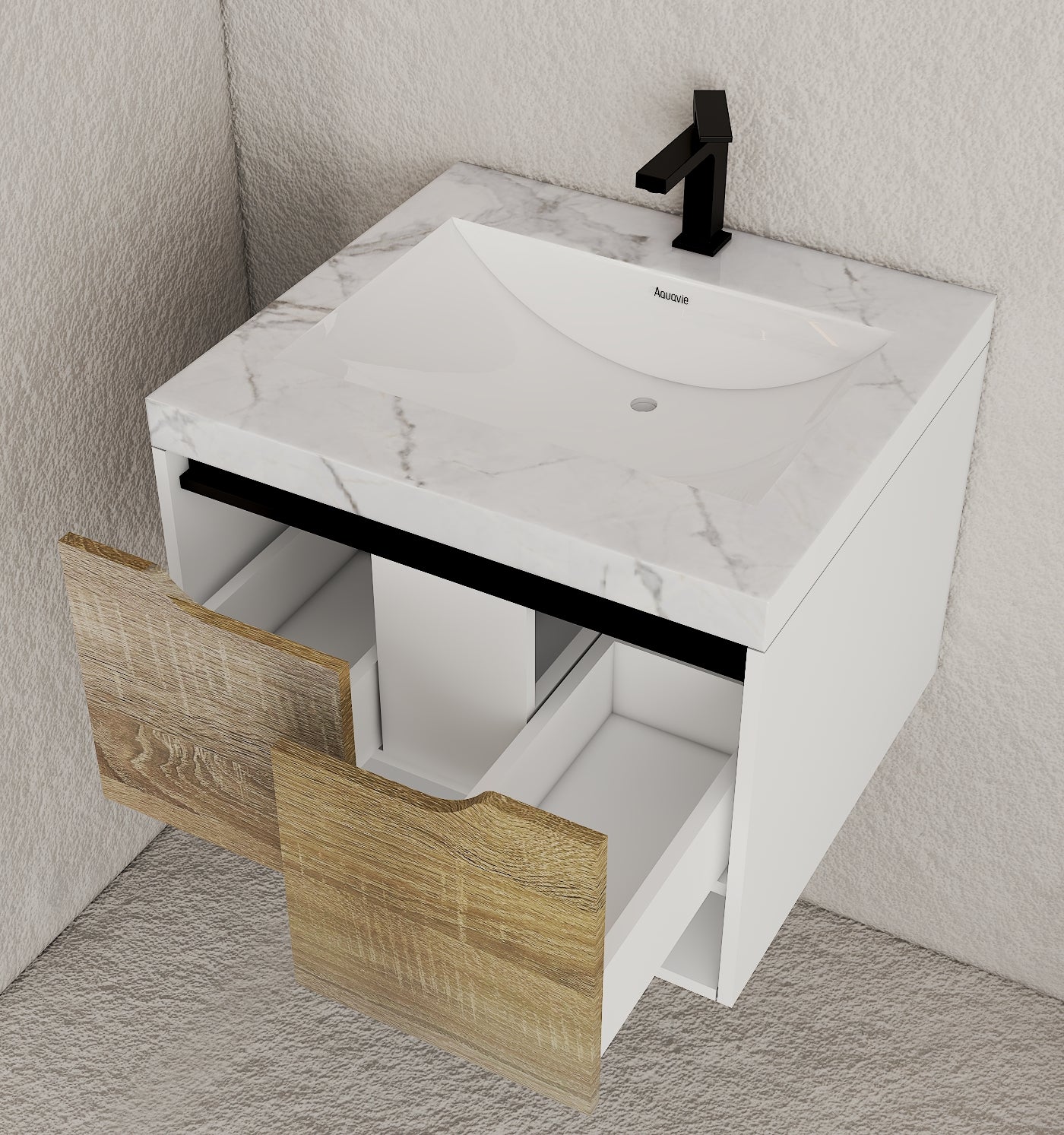 32", 40" Modern Floating Vanity with Seamless Stone Top