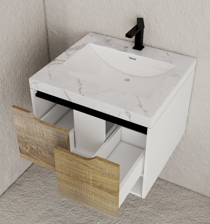 32", 40" Modern Floating Vanity with Seamless Stone Top
