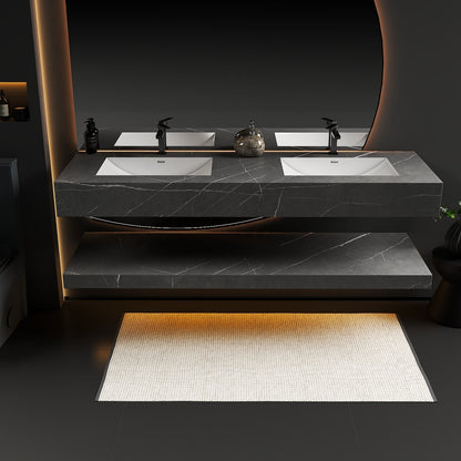 71“ Modern Bathroom Vanity, Seamless Stone Top