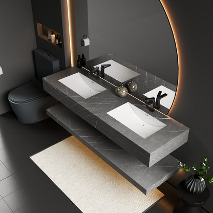 71“ Modern Bathroom Vanity, Seamless Stone Top