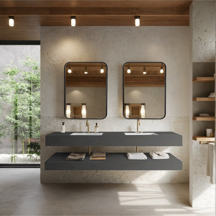 71“ Modern Bathroom Vanity, Seamless Stone Top