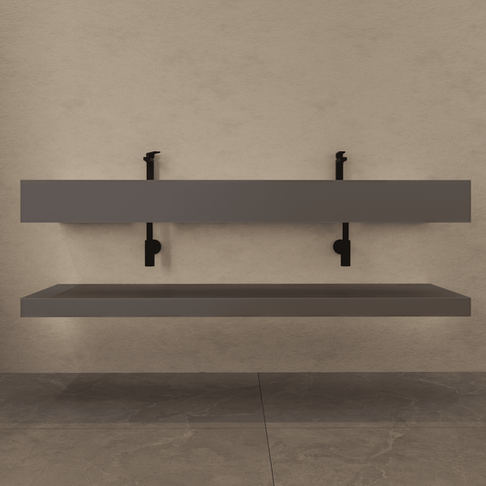 71 Inch Slate Double Sink Floating Vanity – Seamless Stone Basin-A3