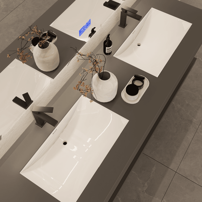 71 Inch Slate Double Sink Floating Vanity – Seamless Stone Basin-A3