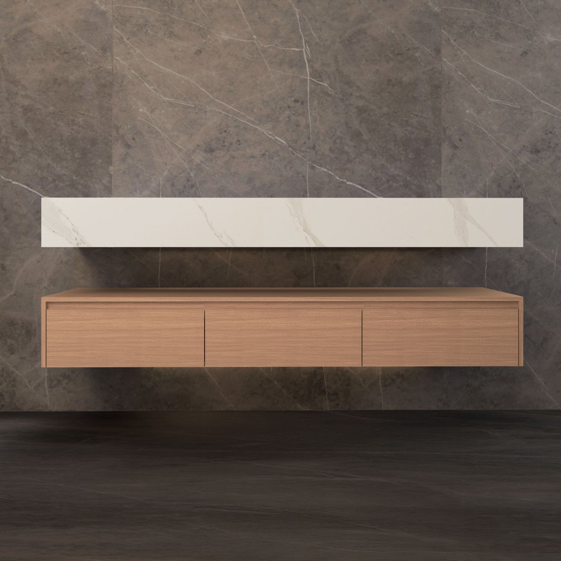 71" Wall Mount Bathroom Vanity - Stone Integrated Basin & Plywood Cabinet