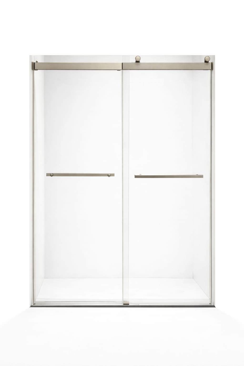 F&D Double Sliding Shower Glass Door - Brushed Nickle (DSGD-01-BN)