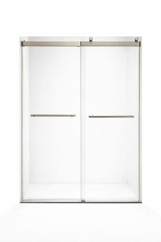 F&D Double Sliding Shower Glass Door - Brushed Nickle (DSGD-01-BN)