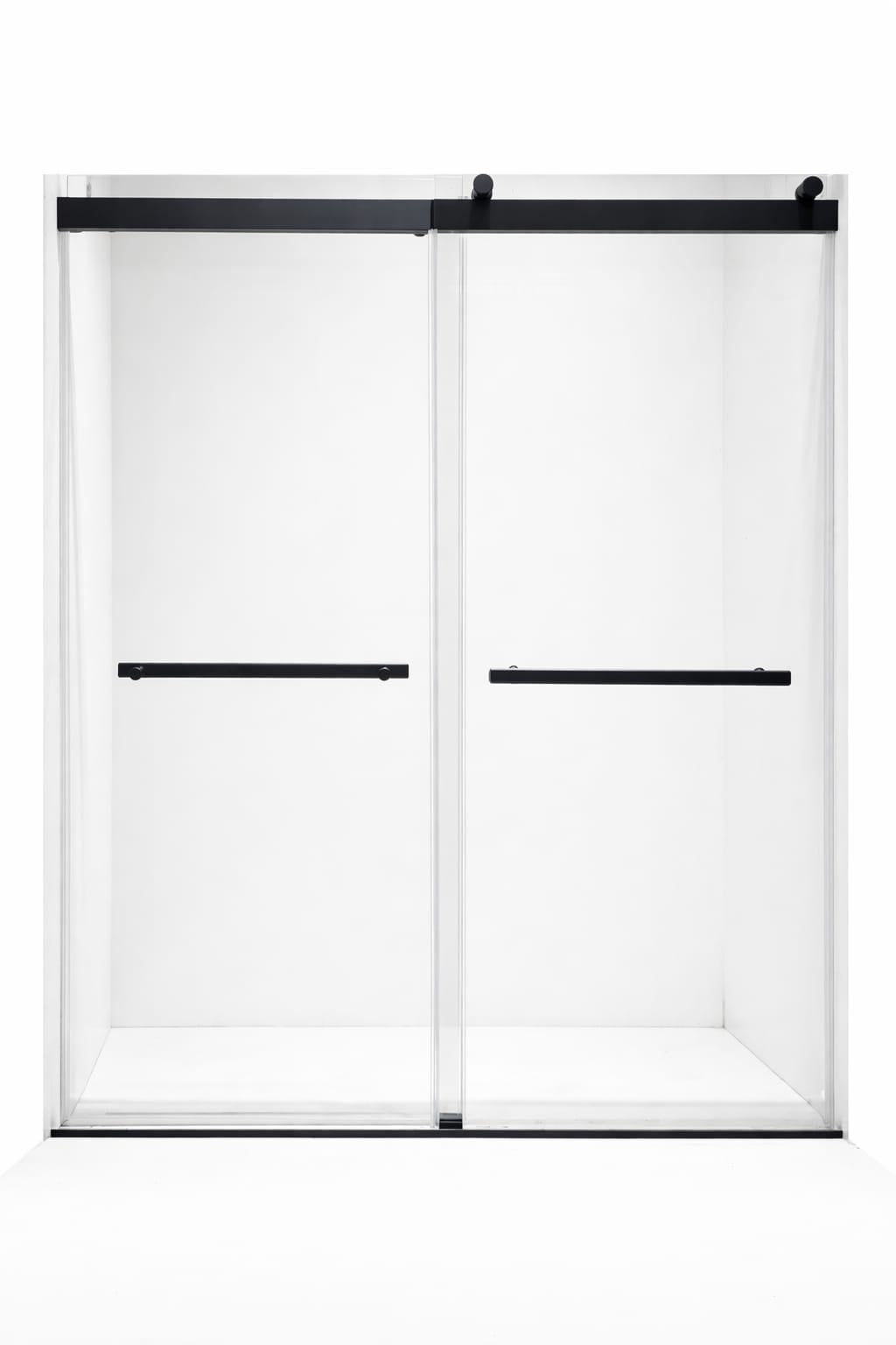 F&D Double Sliding Shower Glass Door - Matte Black (DSGD-01-MB)