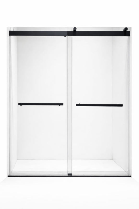 F&D Double Sliding Shower Glass Door - Matte Black (DSGD-01-MB)