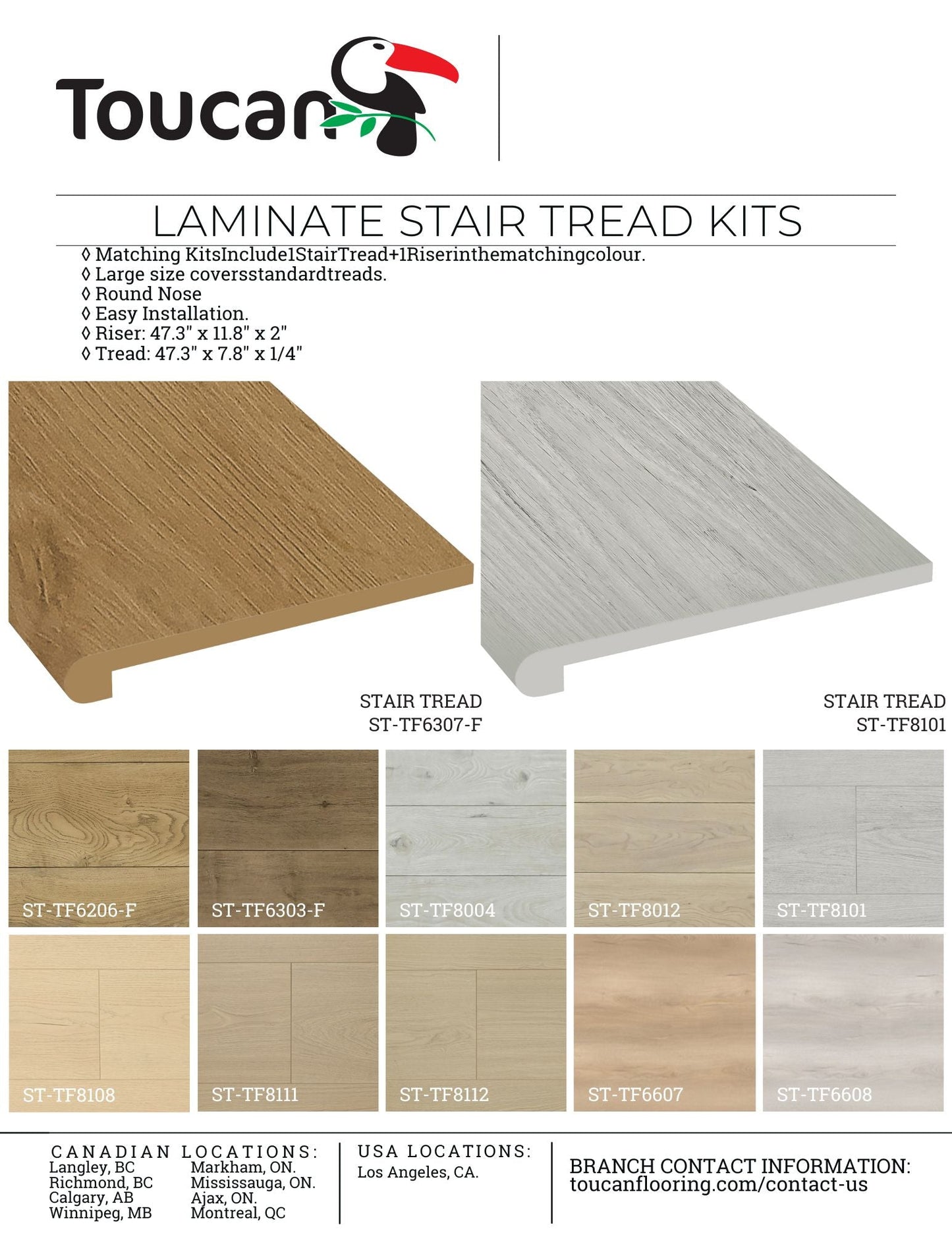 Laminate Stair Set-TF TOUCAN LAMINATE TREAD & RISER