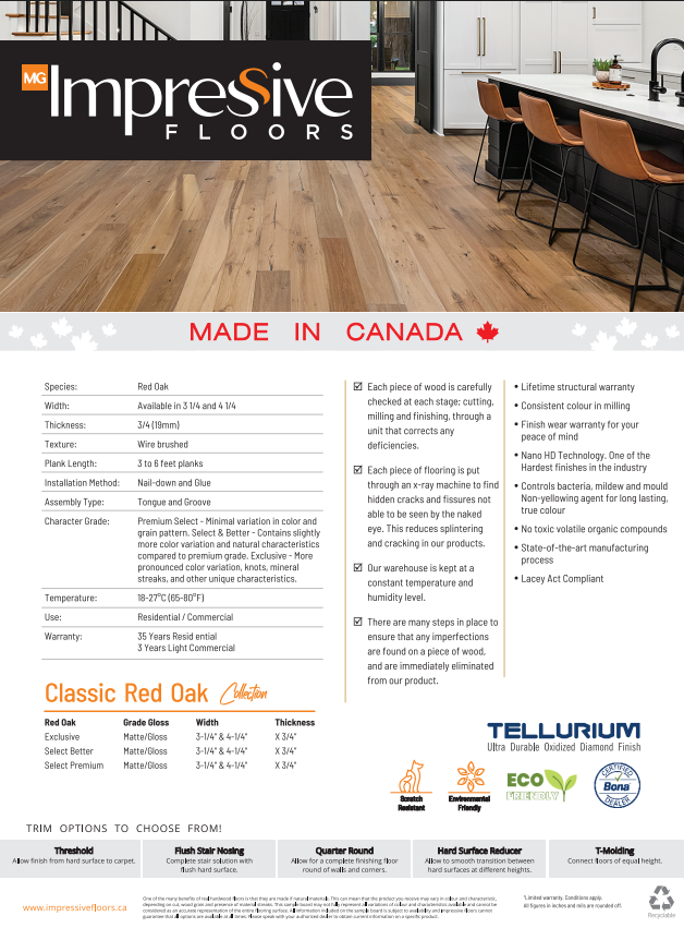 Cardinal - Impressive Floors Solid Hardwood Classic Red Oak 3/4"