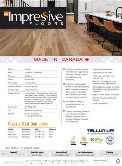 Cardinal - Impressive Floors Solid Hardwood Classic Red Oak 3/4"