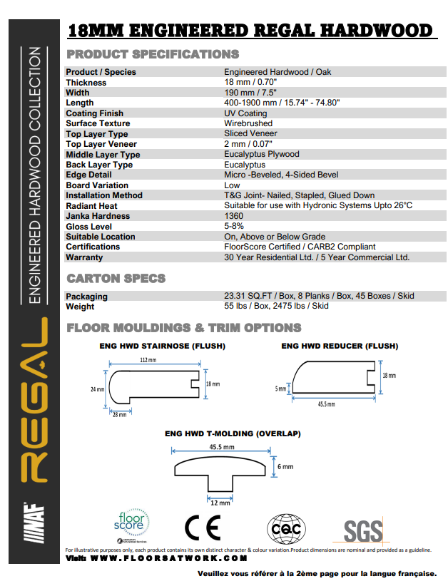 Aruba - NAF 7.5''x 18mm REGAL Oak Engineered Hardwood