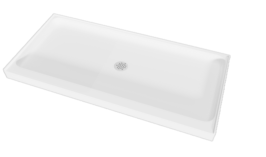 Center Drain Shower Base - Aqua Mirrors Cultured Marble