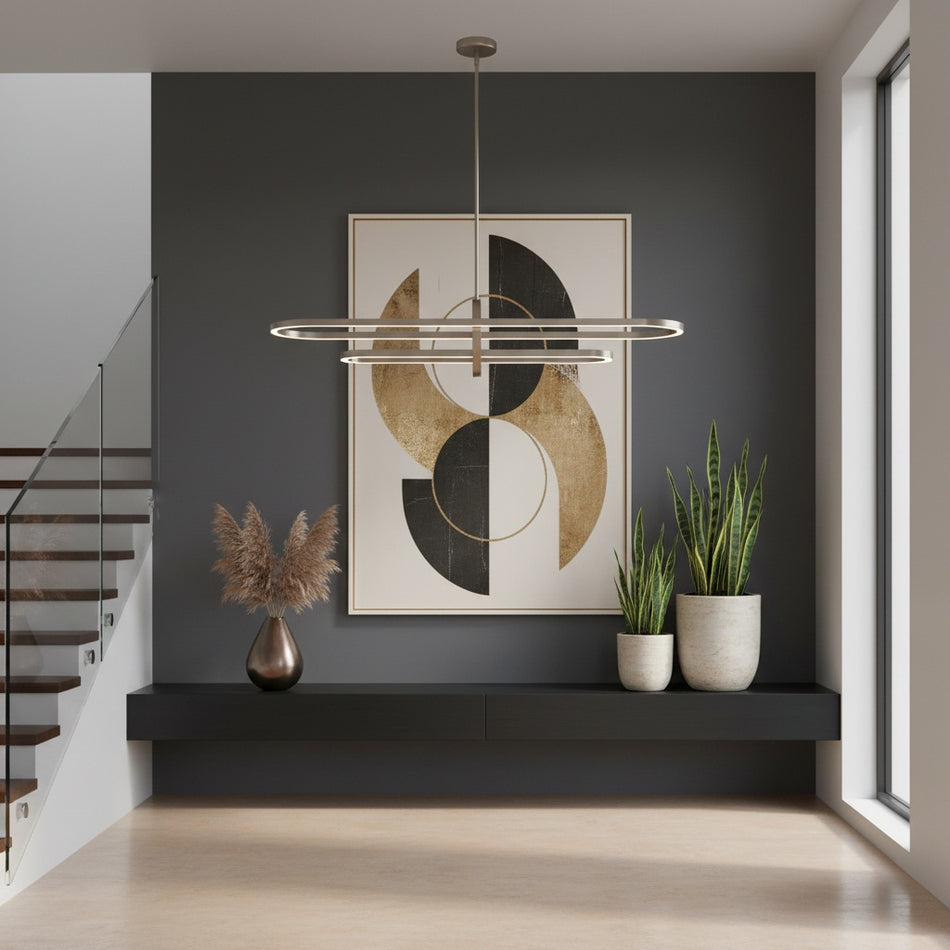 Ultra Modern Perigee LED Integrated Linear Pendant in Buffed Nickel