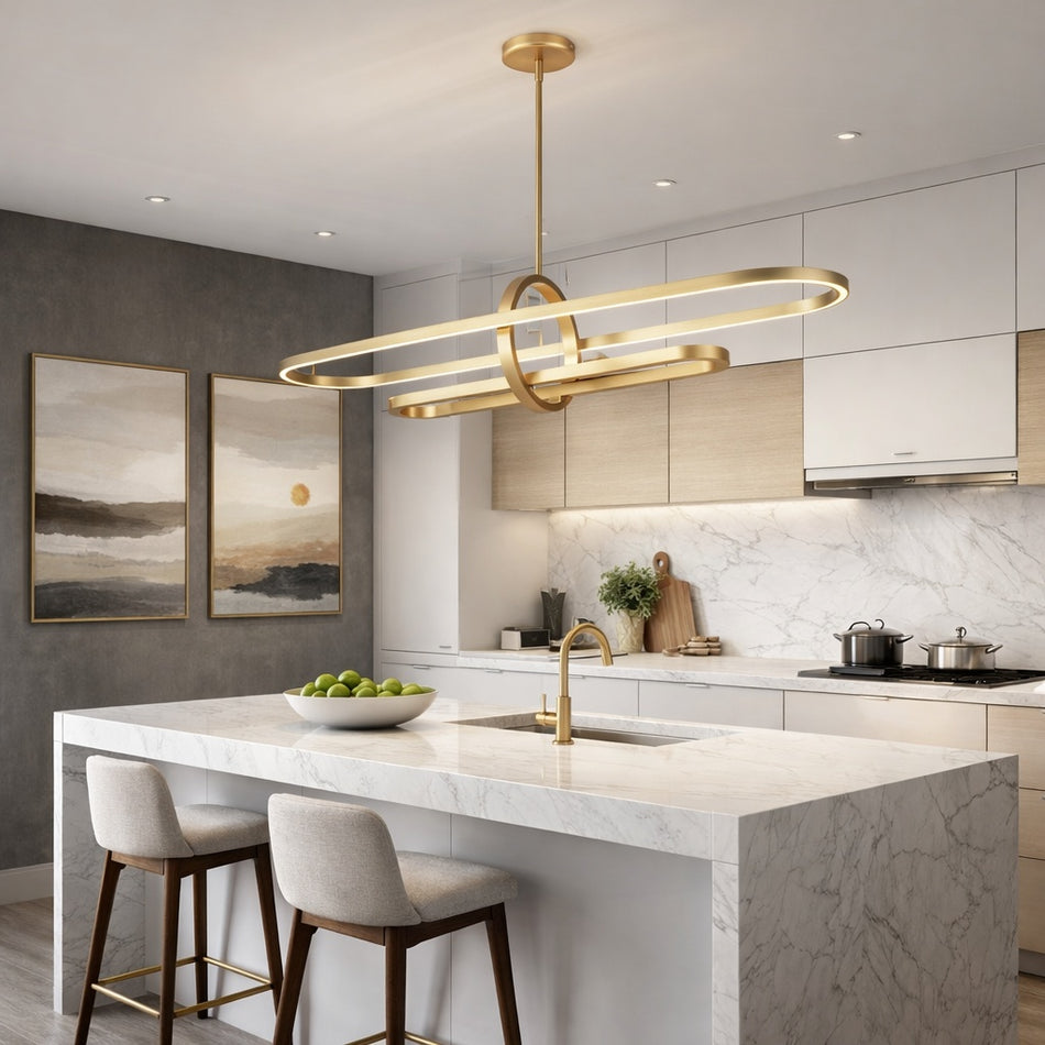 Ultra Modern Perigee LED Integrated Linear Pendant in Brass