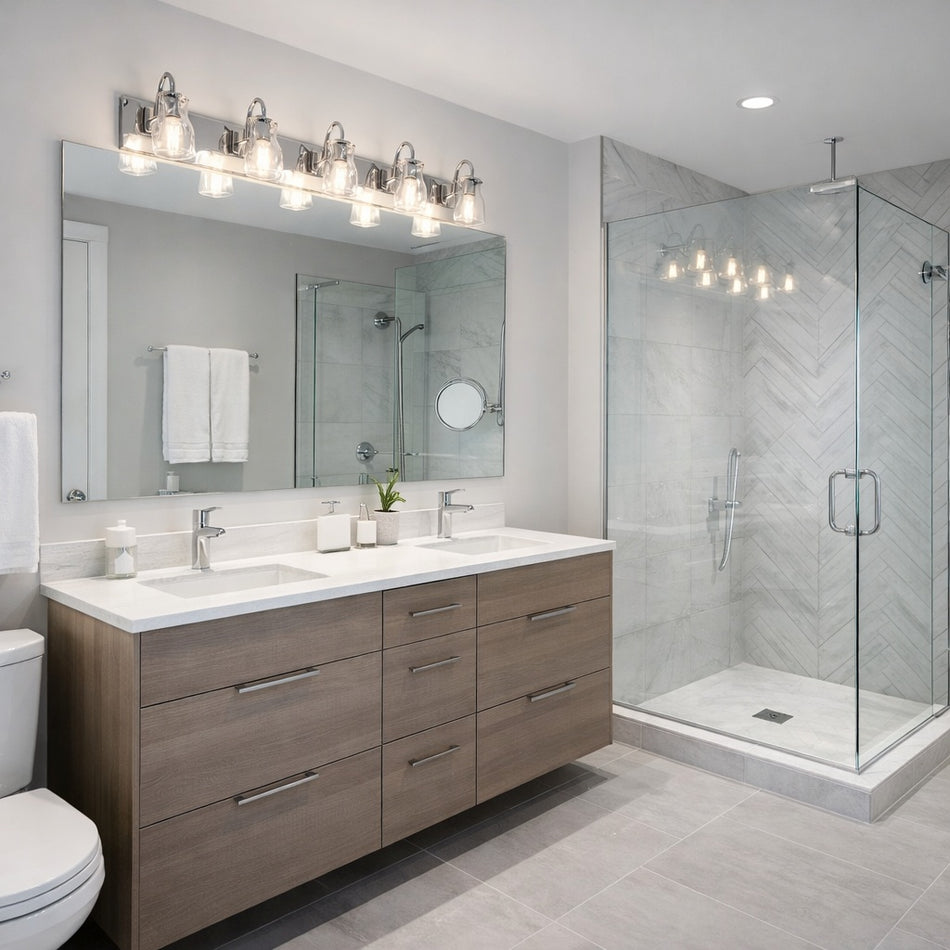 Classic Emma collection 5 Light Vanity in Chrome