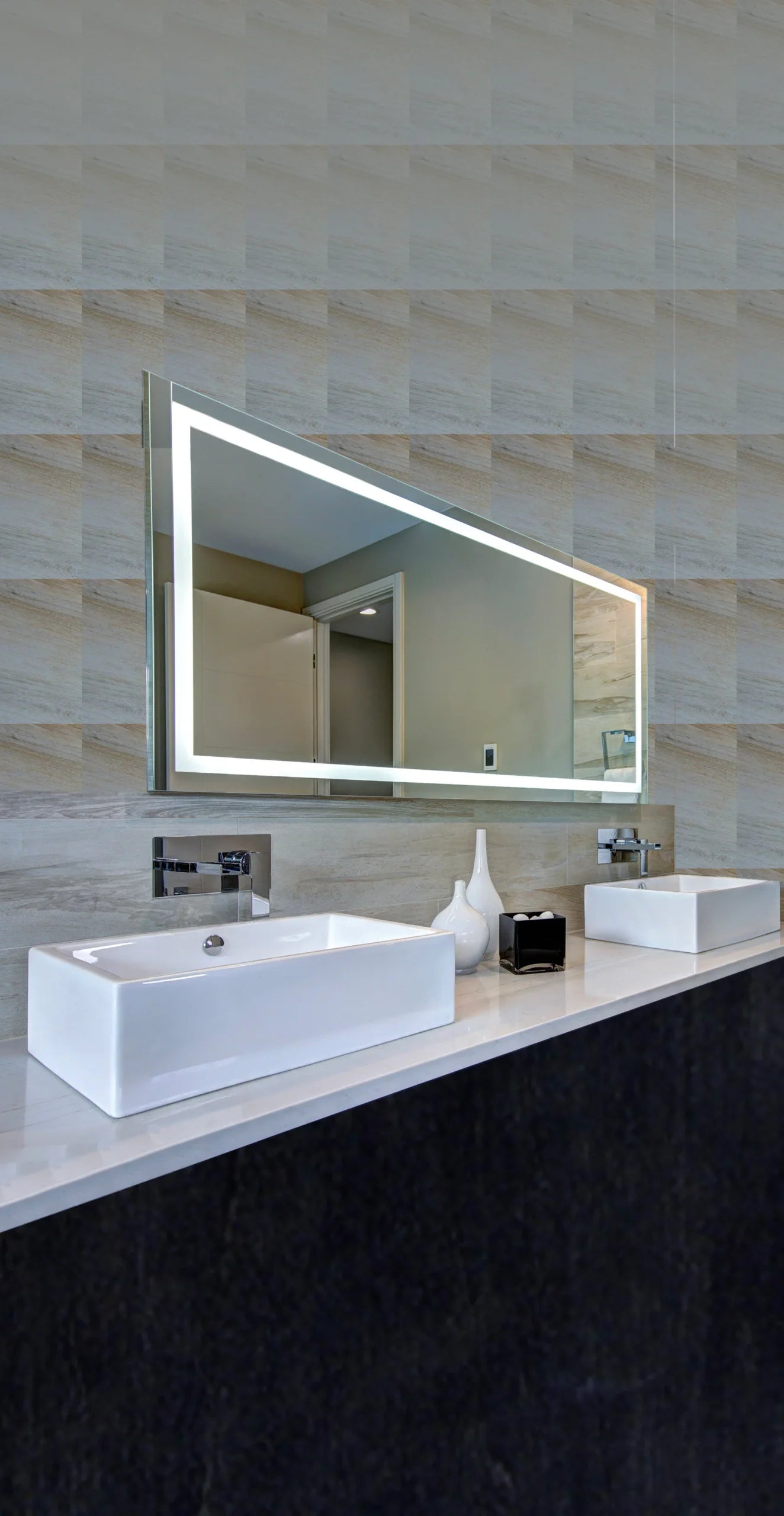 Deluxe Collection - Aqua Mirrors Rectangular Frameless Front-Lit LED Mirror