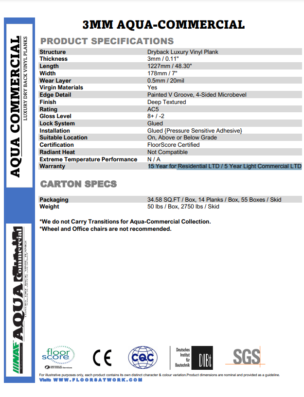 DUCA - NAF 3mm Aqua Commercial Dry Back Vinyl Flooring-looselay