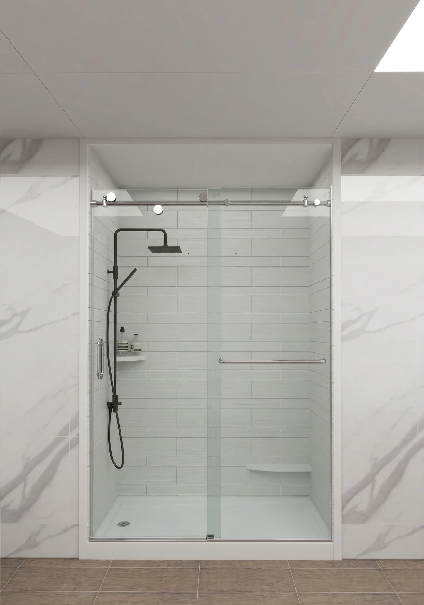Atlantic Series Shower Door: LP-140 - Aqua Mirrors Shower Door
