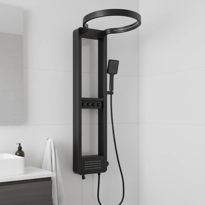 Luxury Shower Panel Round Head Matt Black (ZM8117-B)