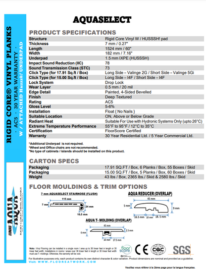 DEERHURST - AQUAPLUS Select 7mm SPC Vinyl Flooring