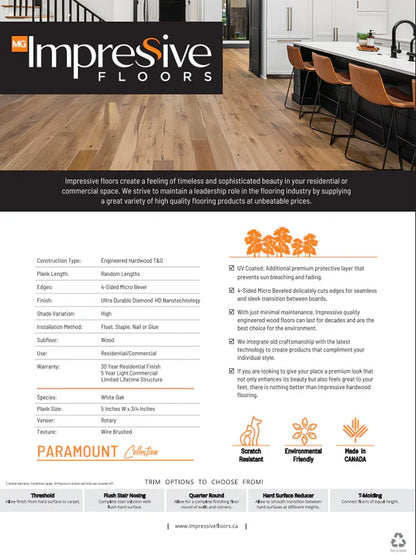 Natural - Impressive Floors Paramount Engineered Hardwood T&G