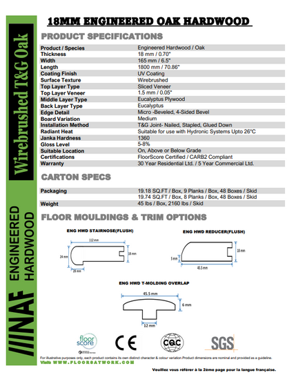 Oregon Oak - NAF 6.5''x 18mm OAK Engineered Hardwood