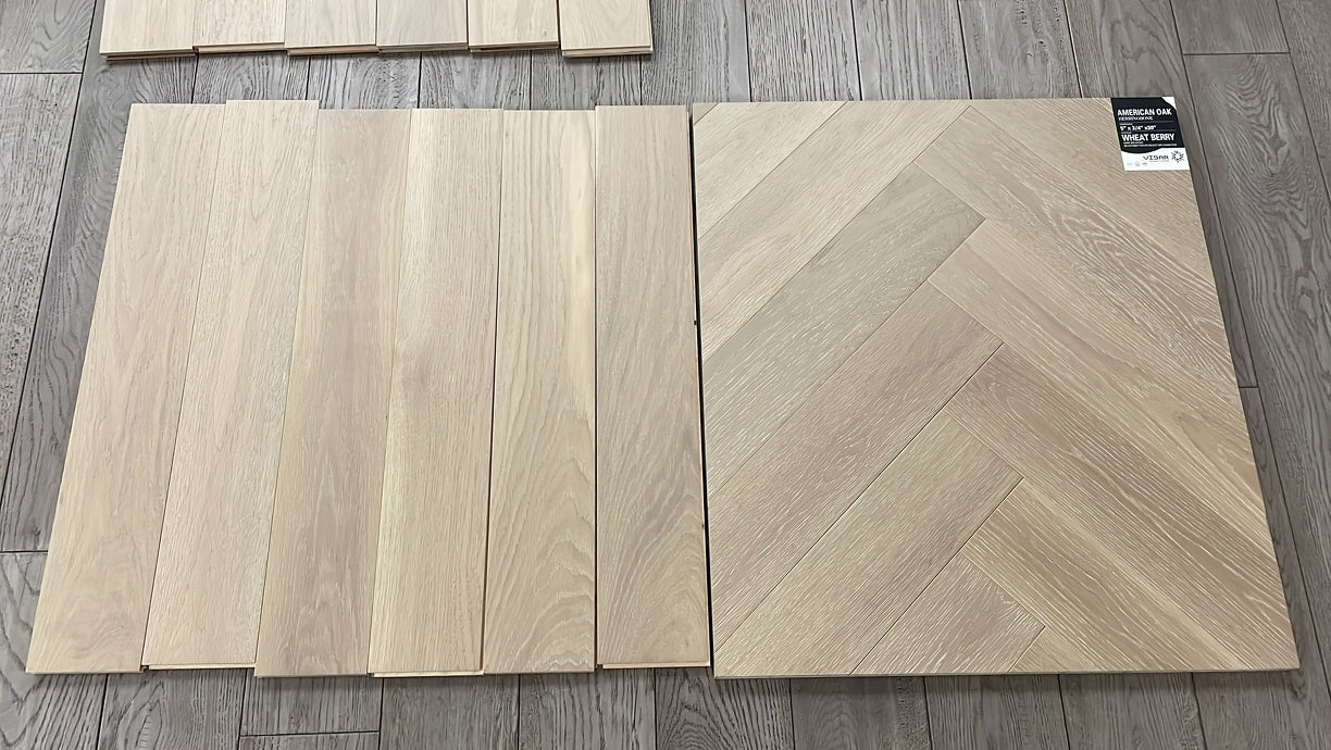 Wheat Berry - Vidar Herringbone 5" x 3/4" American Oak Engineered Hardwood T&G