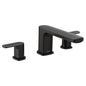 Moen T935BL- Rizon Two-Handle Deck Mount Modern Roman Tub Faucet Trim, Valve Required, Matte Black