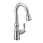 Moen S53004- Weymouth Shepherd''s Hook Pulldown Kitchen Bar Faucet Featuring Metal Wand with Power Clean, Chrome